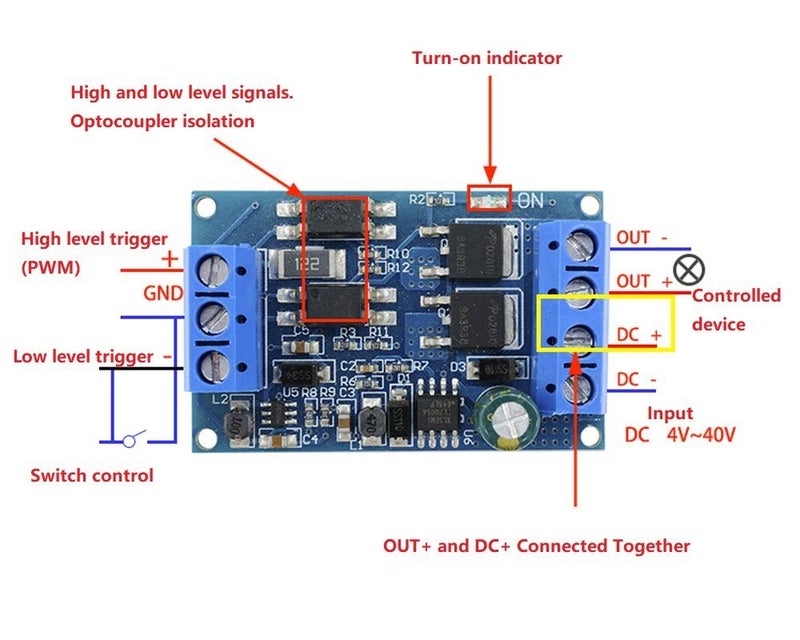 NOYITO 10A 600W High Power MOS Trigger Switch Driver Module PWM Conditioning Electronic Switch Control Board FET MOS Trigger Switch Driver Module - Image 2